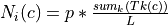 N_i( c ) = p * \frac{sum_k(Tk(c))}{L}